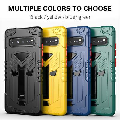 King Kong Style Four Corners Airbag Design with Folding Stand Shockproof Detachable Hard PC + Soft TPU Back Cover Case for Samsung Galaxy S10 5G