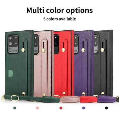 Crossbody Backpack Type Dropproof Shockproof PU Leather Wallet Phone Case with Card Slot and Wrist Strap for Samsung Galaxy S20 Ultra