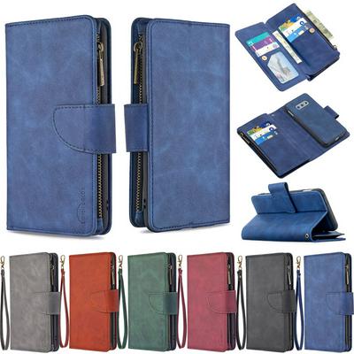 BF02 Style Wrist Strap Multi-Function PU Leather + Detachable Magnetic Leather Coated TPU Back with Card Slots Picture Frame and Magnetic Buckle Zipper Stand Wallet Bag Case for Samsung Galaxy S10e