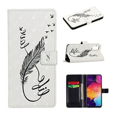 3D Relief Color Painting Side Flip Shockproof PU Leather Wallet Phone Protective Case with Stand and Card Slots for Samsung Galaxy A41