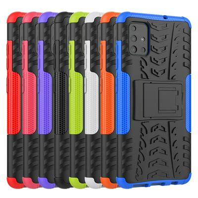 Dazzling Pattern Scratch Resistant Shockproof Hard PC +TPU Back Cover Case with Foldable Stand for Samsung Galaxy A51