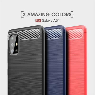 Carbon Fiber Pattern Brushed Shockproof Soft TPU Back Cover Case for Samsung Galaxy A51