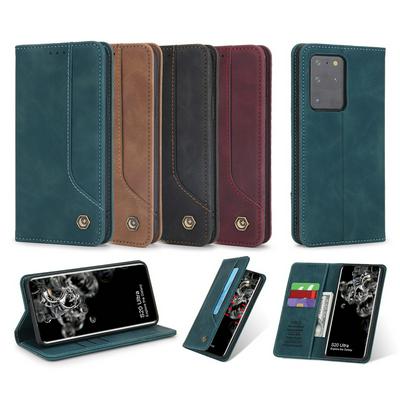 Retro Classic Strong Magnetic Type Shockproof PU Leather Wallet Phone Case for Samsung Galaxy S20 Ultra