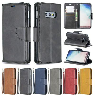 Wallet Case for Samsung Galaxy S10e, Plain Imitation Leather Phone Case with Card Slots and Hidden Kickstand