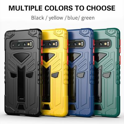 King Kong Style Four Corners Airbag Design with Folding Stand Shockproof Detachable Hard PC + Soft TPU Back Cover Case for Samsung Galaxy S10