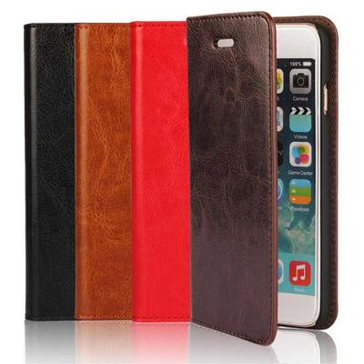 Black Red Brown Coffee Side Flip Genuine Leather + PC Card Slots with Wallet and Stand Support Protective Cover Case for iPhone 6 Plus / 6S Plus 