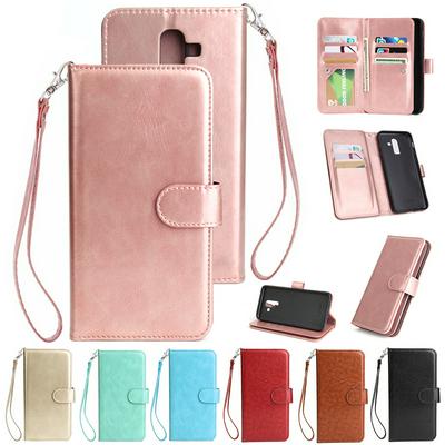 Solid Color Side Flip PU Leather + Soft TPU Picture Frame with  Picture Frame and 9 Cards Slot Wallet Protecting Cover Case for Samsung Galaxy A6 Plus (2018) 