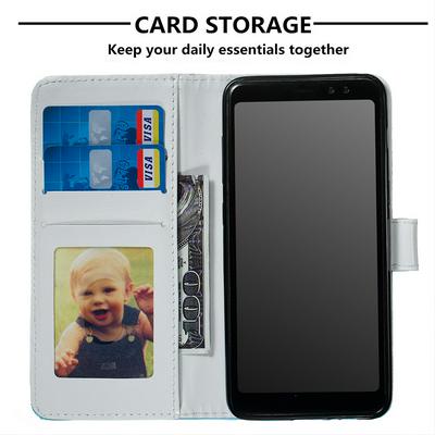 3D Owl Flower Tiger Pattern PU Leather + Soft TPU Wallet with Picture Frame Stand and Card Holder Case for Samsung Galaxy A8 (2018) / A530