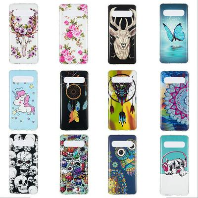 Wreath Owl Skull Colored Painting Fluorescence Noctilucent TPU Luminous Back Cover Case for Samsung Galaxy S10 5G