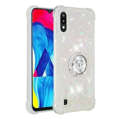 Wallet Phone Case for Samsung Galaxy M10, Anti-fall Soft TPU Phone Cover With Diamond Ring Buckle