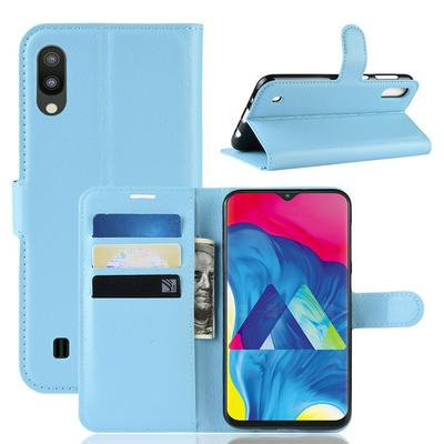 Litchi Pattern Anti-Drop Side Flip PU Leather + Soft TPU Card Slots with Stand and Magnetic Buckle Wallet Protective Case for Samsung Galaxy M10