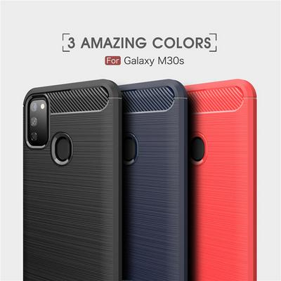 Carbon Fiber Brushed Non-Slip Shockproof Soft TPU Back Cover Case for Samsung Galaxy M30s