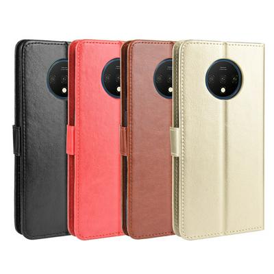 Crazy Horse Pattern PU Leather + TPU with Card Slots Wallet Wrist Strap and Stand Support Cover Case for OnePlus 7T