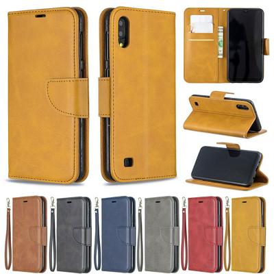 Wallet Case for Samsung Galaxy M10, Plain Imitation Leather Phone Case with Card Slots and Hidden Kickstand