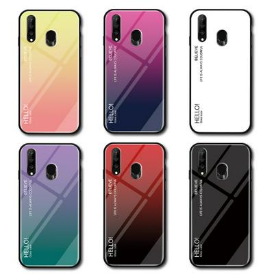 Gradient Colorful 9H Explosion-Proof Anti-scratch Tempered Glass Support Wireless Charging Back Cover Case for Samsung Galaxy M30 / Galaxy A40s