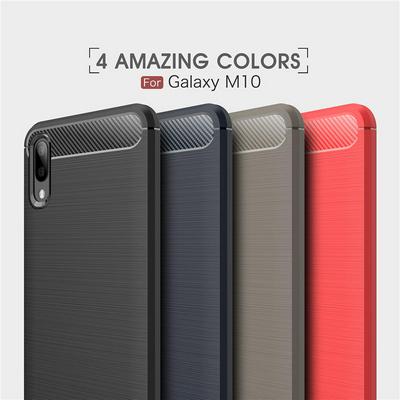 Carbon Fiber Brushed Non-Slip Shockproof Soft TPU Back Cover Case for Samsung Galaxy M10