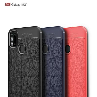 Litchi Pattern Shockproof Slim Soft TPU Back Cover Case for Samsung Galaxy M31