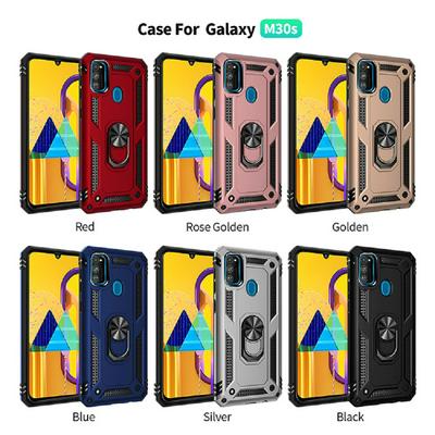 Armor Phone Case for Samsung Galaxy M30s, Military Style Shockproof Phone Cover with Folding Metal Stand