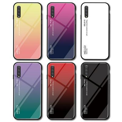 Gradient Colorful 9H Explosion-Proof Anti-scratch Tempered Glass Support Wireless Charging Back Cover Case for Samsung Galaxy A50