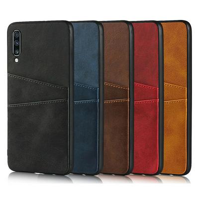 Card Phone Case for Samsung Galaxy A70, Calfskin-like Leather Phone Cover with Two Card Slots