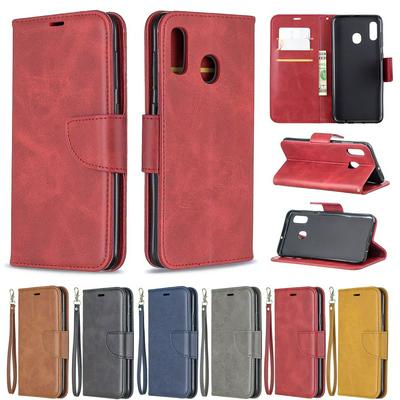 Sheep Skin Shockproof PU Leather + Soft TPU with Card Slots Stand Wallet Protective Case for Samsung Galaxy A20 A30