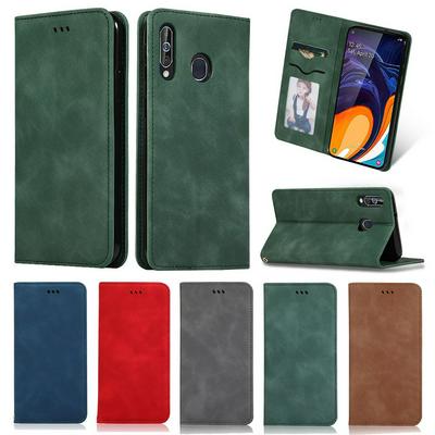 Shockproof Retro Business PU Leather + Soft TPU Card Slot with Picture Frame and Stand Cover Case for Samsung Galaxy A60