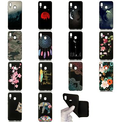 Colored Painting Black Bottom Anti-Scratch Shockproof Soft TPU Back Cover Case for Samsung Galaxy A30