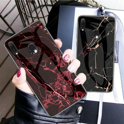 Marble Pattern Anti-Scratch Tempered Glass Back + Soft TPU Edge Back Cover Case for Samsung Galaxy A20e