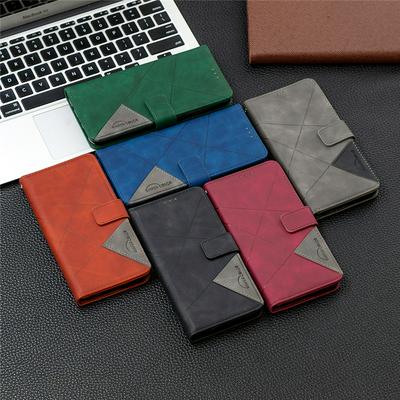 Stitching Color Rhombus Pattern BF05 Scratch Resistant PU Leather Phone Protective Case with Stand &Card Slots for Samsung Galaxy A50