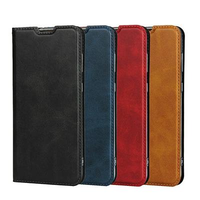 Calf Pattern Shock-Absorption Side Flip PU Leather + Soft TPU Wrist Strap with Card Slot and Stand Wallet Case for Samsung Galaxy A30