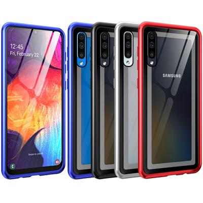 Ultra Slim Shockproof Anti-Scratch Tempered Glass Back + Metal Frame Back Cover Case for Samsung Galaxy A50