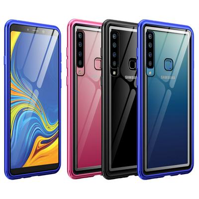 Ultra Slim Shockproof Anti-Scratch Tempered Glass Back + Metal Frame Back Cover Case for Samsung Galaxy A9 (2019)