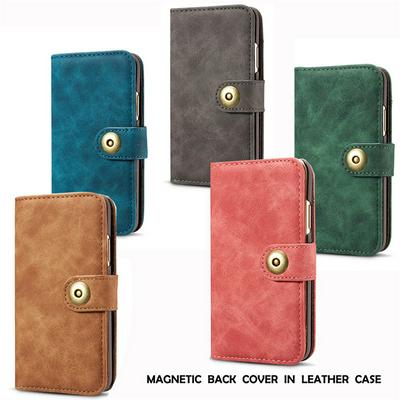 Retro Two-in-one Detachable Shockproof Magnet Buckle Closure Multifunctional PU leather Wallet Phone Case for Samsung Galaxy A20
