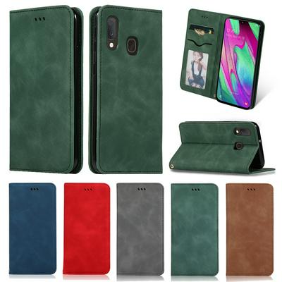 Solid Color PU Leather + Soft TPU with Picture Frame Card Slots Stand Wallet Protective Case for Samsung Galaxy A20e 