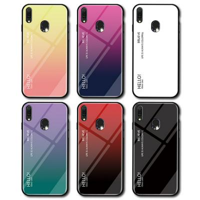Gradient Colorful 9H Explosion-Proof Anti-scratch Tempered Glass Support Wireless Charging Back Cover Case for Samsung Galaxy A30