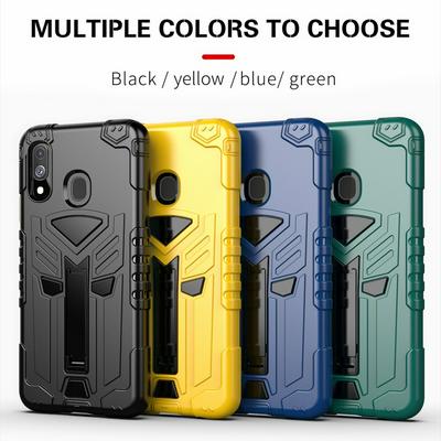 King Kong Style Four Corners Airbag Design with Folding Stand Shockproof Detachable Hard PC + Soft TPU Back Cover Case for Samsung Galaxy A20E
