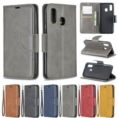 Wallet Case for Samsung Galaxy A40, Plain Imitation Leather Phone Case with Card Slots and Hidden Kickstand