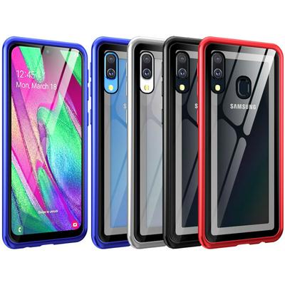 Ultra Slim Shockproof Anti-Scratch Tempered Glass Back + Metal Frame Back Cover Case for Samsung Galaxy A40