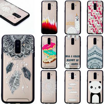 Color Painted Transparent Hard PC + Soft TPU Edge Hybrid Back Cover Protective Case for Samsung Galaxy A6 Plus (2018) 