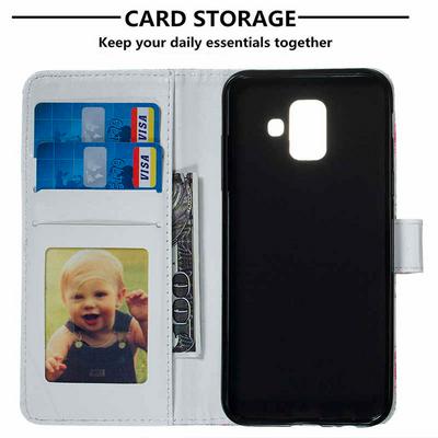 3D Colored Painting Side Flip Shockproof PU Leather + Soft TPU Picture Frame with Card Slots Magnetic Buckle and Stand Wallet Protective Case for Samsung Galaxy A6 (2018)