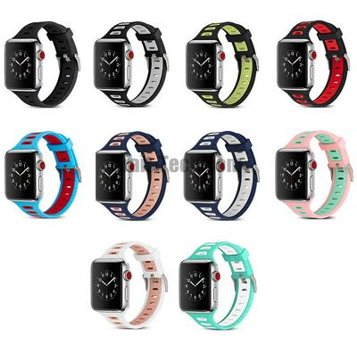 Sports Contrast Color Bump Watch Band Replacement Bands Silicone Dual Color Strap for Apple Watch