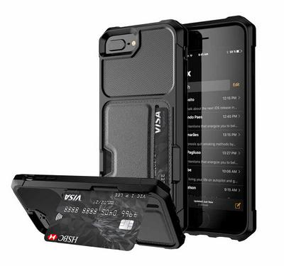 Car Magnetic Absorption Anti Fall Protection with Leather Card Slot Soft TPU Back Cover Protective Case for iPhone 6 Plus / 6S Plus