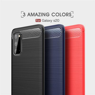 Carbon Fiber Pattern Brushed Shockproof Soft TPU Back Cover Case for Samsung Galaxy S20