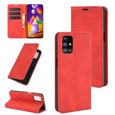 Solid Color Retro Magnetic Attraction Side Flip Shockproof PU Leather + Soft TPU with Card Slot and Stand Wallet Case for Samsung Galaxy M31s