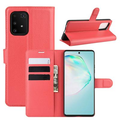 Litchi Pattern Side Flip Shockproof PU Leather + Soft TPU Magnetic Buckle with Stand and Card Slots Wallet Case for Samsung Galaxy M80s / A91 / S10 Lite