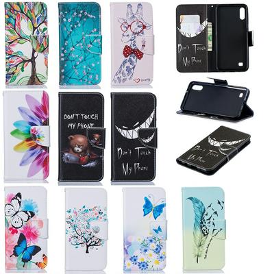 Colored Painting Shockproof Side Flip PU Leather + Soft TPU Card Slots with Magnetic Buckle and Stand Wallet Protective Case for Samsung Galaxy A10