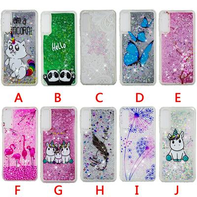 Colored Painting Cat Flamingo Butterfly Dandelion Bling Quicksand Glitter Powder Soft TPU Back Cover Case for Samsung Galaxy A50