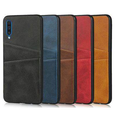 Card Phone Case for Samsung Galaxy A50, Calfskin-like Leather Phone Cover with Two Card Slots