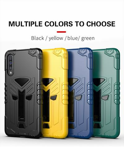 King Kong Style Four Corners Airbag Design with Folding Stand Shockproof Detachable Hard PC + Soft TPU Back Cover Case for Samsung Galaxy A50