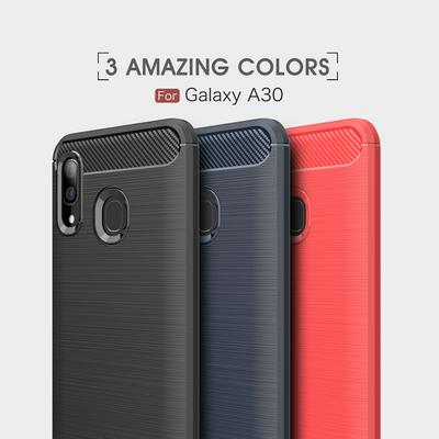 Carbon Fiber Pattern Brushed Metal Soft TPU Back Cover Case for Samsung Galaxy A30